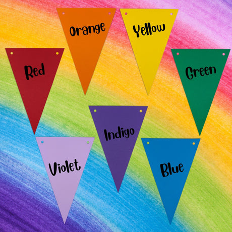 Rainbow Card Bunting 28 Coloured Flags with 5m Jute String Party Decoration