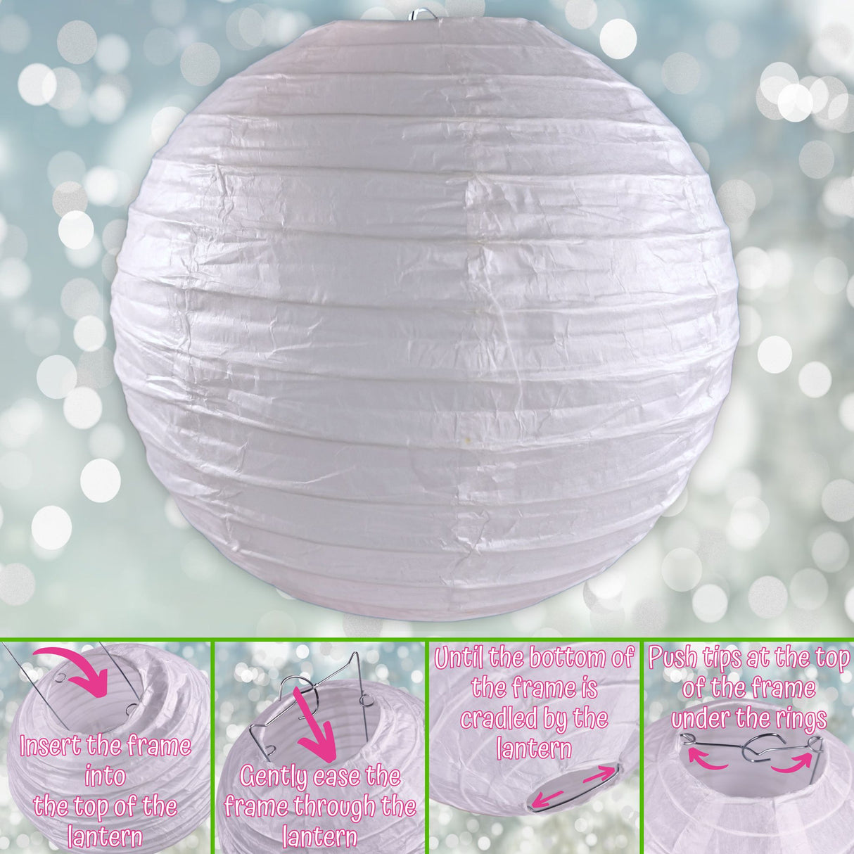 10 White Paper Lanterns 20cm Diameter Chinese Lanterns Paper Decorations