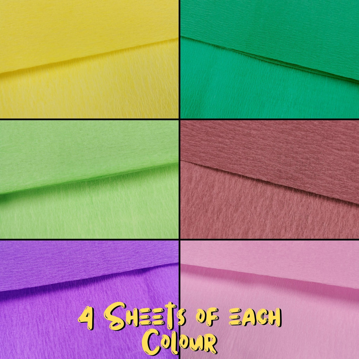 48 Extra Large Assorted Colour Crepe Paper Sheets For Flower Crafting & Gift Wrapping 50cm x 300cm