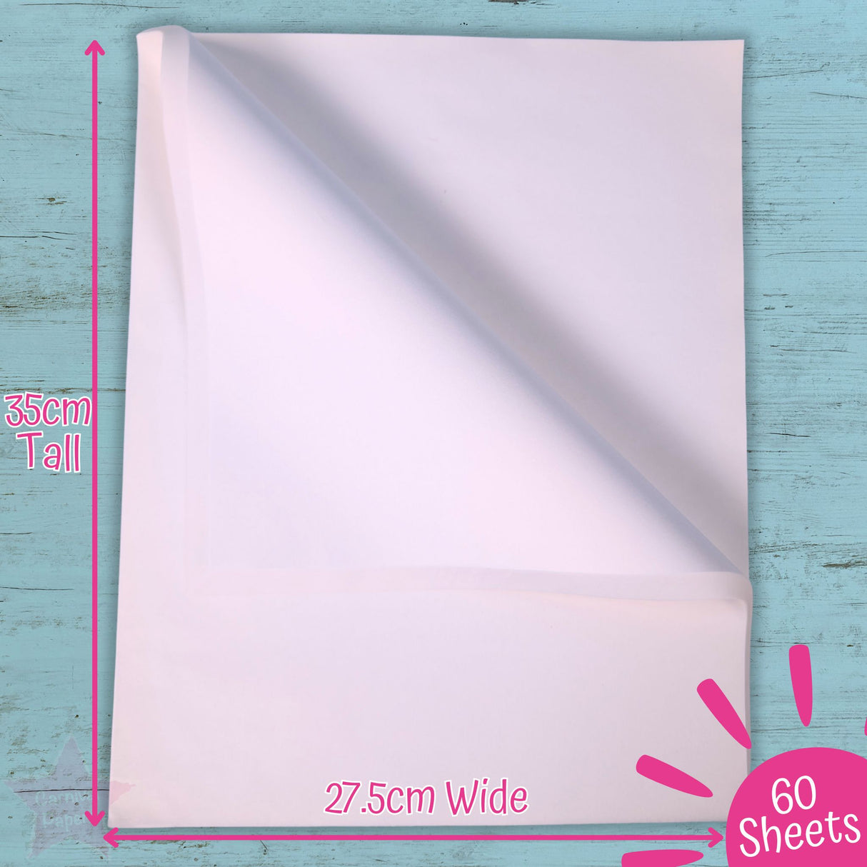 White Wet Strength Tissue Paper 60 Sheets Pre-Cut 35x27.5cm